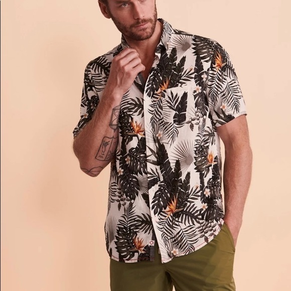 LEAVES PRINT Short Sleeve Shirt - Picture 1 of 3